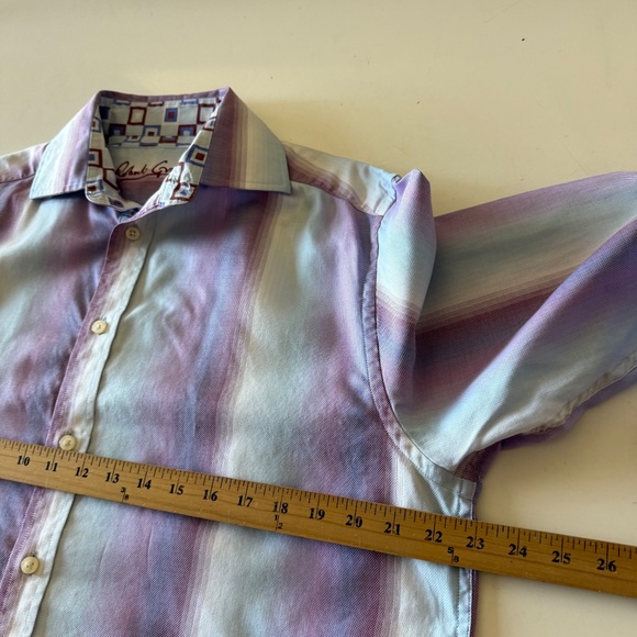 Robert Graham Lavender Ombre Striped Flip Cuff Button Up Dress Shirt Mens Large - Picture 5 of 8